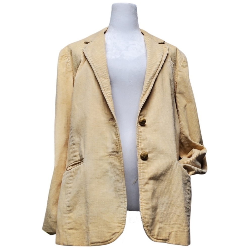 Country Craft Vintage Beige Corduroy Cord Blazer Oversize Jacket Size 18